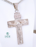 Dije de cruz Jesús en plata ley