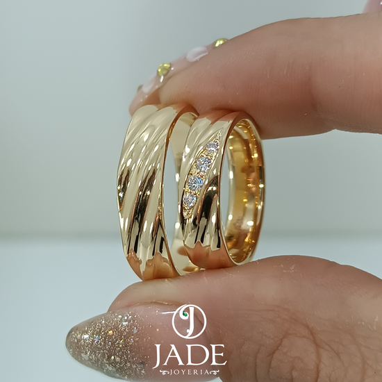 Aros de matrimonio Imperial en oro 18k – Jade18k (vista 2)