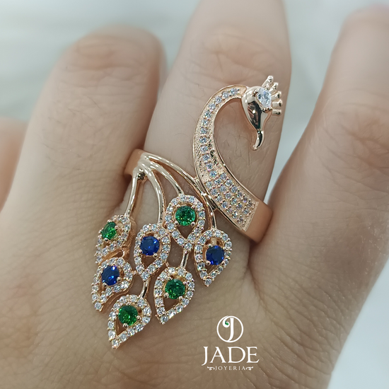 Anillo de pavo real en oro 18k – Jade18k (vista 2)