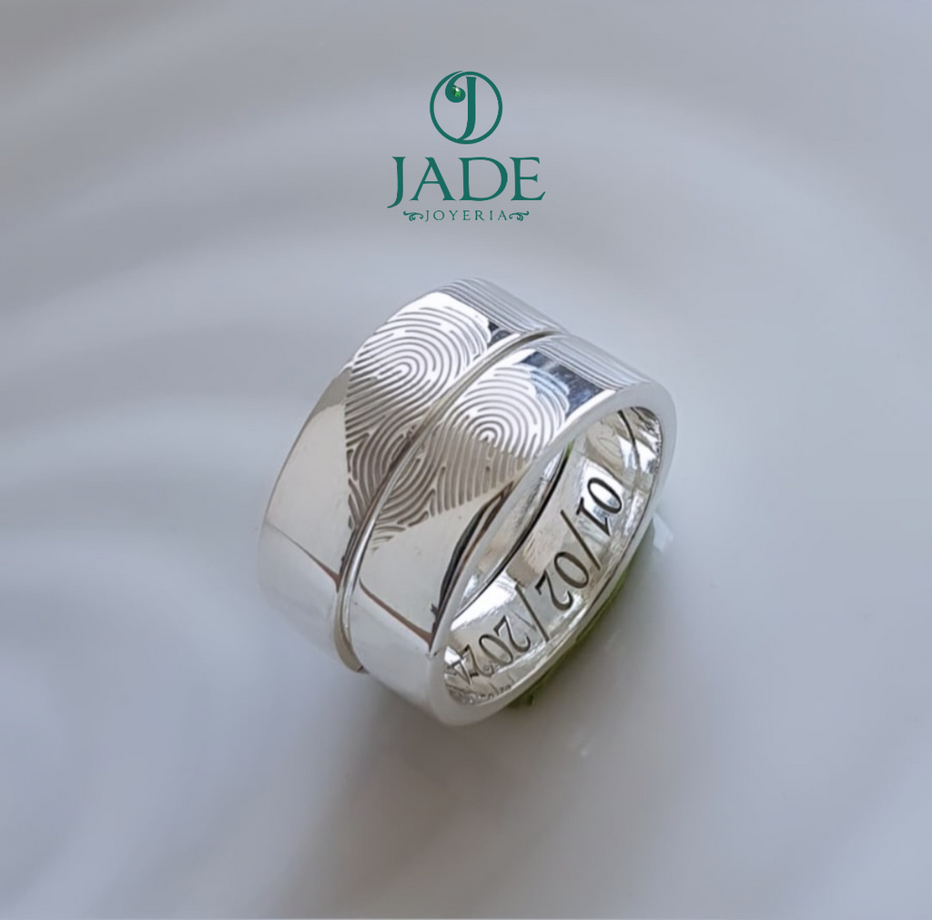 Aros con huella dactilar en plata ley