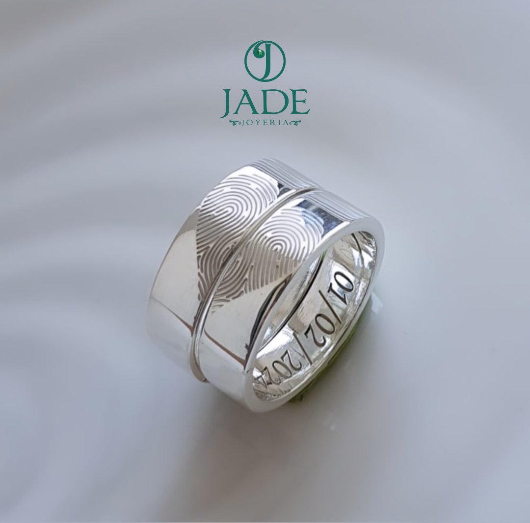 Aros con huella dactilar en plata ley