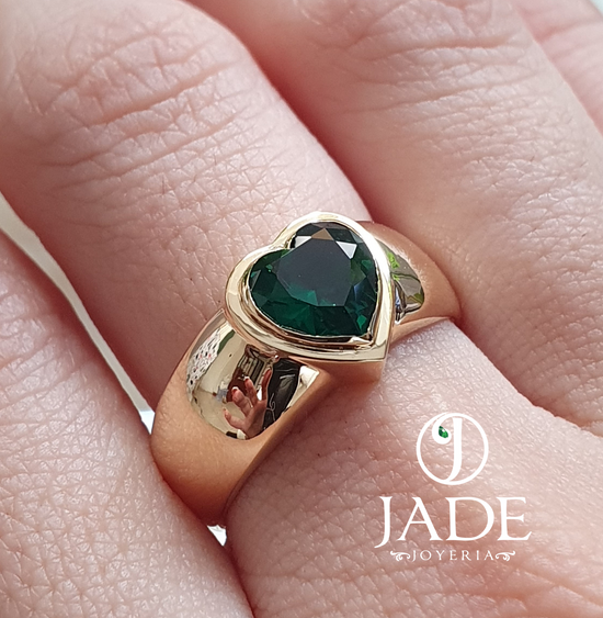 Anillo Corazón Verde en oro 18k – Jade18k (vista 4)