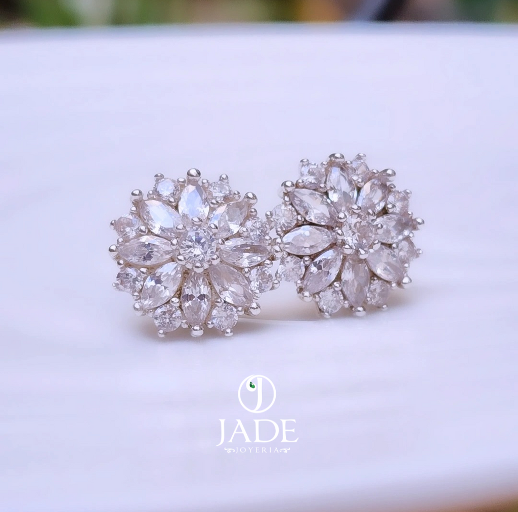 Aretes de Flor Preciosa en plata ley