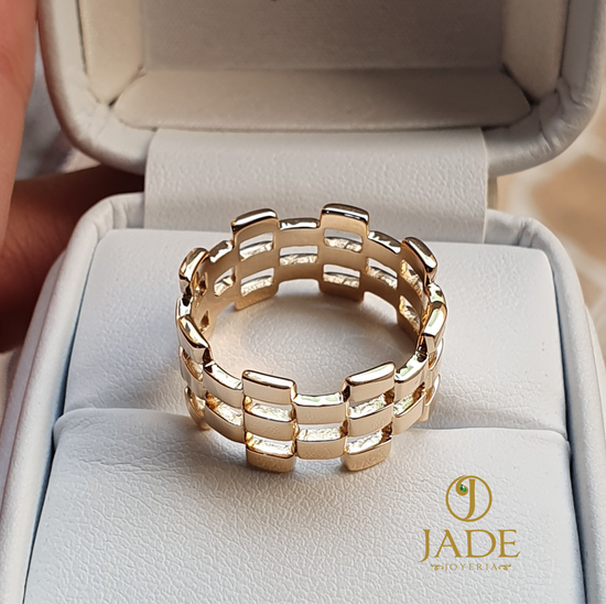 Anillo tejido ancho en oro 18k – Jade18k (vista 4)