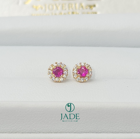 Aretes abridores de piedras de colores en oro 18k