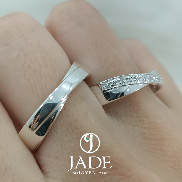 Aros Lex de matrimonio en plata ley – Jade18k (vista 4)