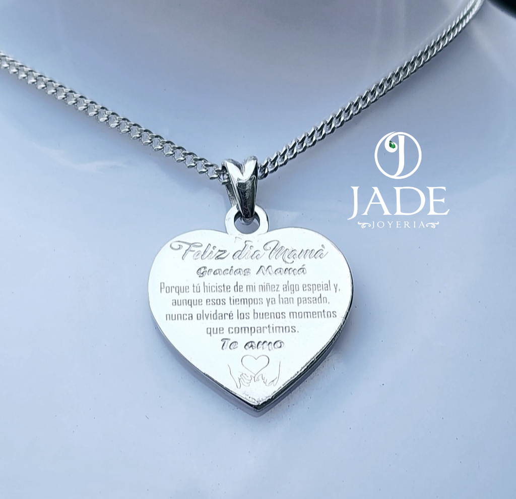 Collar con grabado a lasér personalizado en plata ley