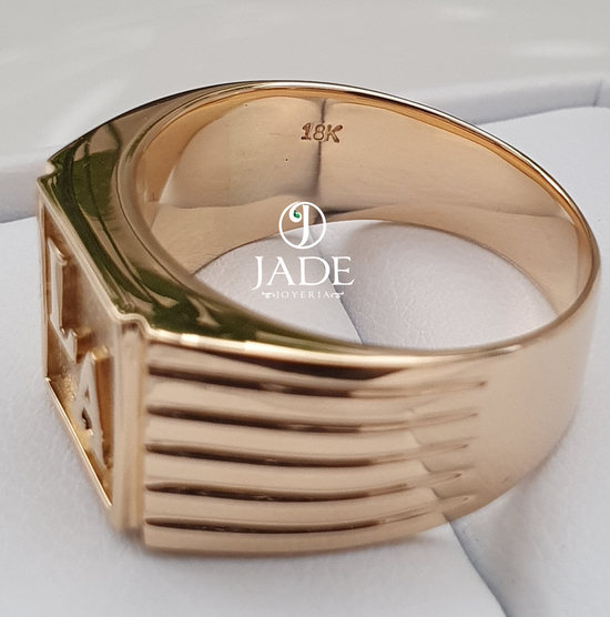 Anillo Chevalier 5 Líneas personalizado en oro 18k – Jade18k (vista 5)
