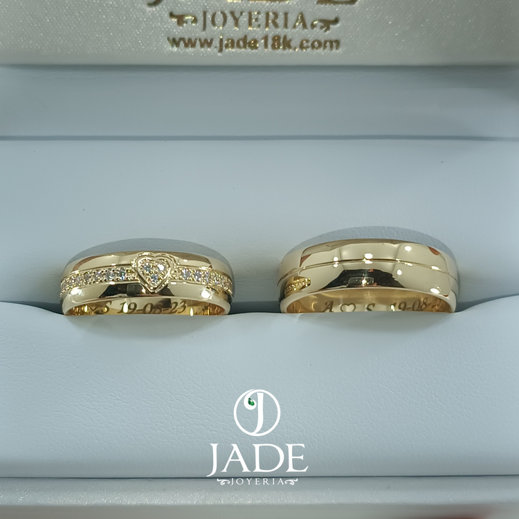 Aros de matrimonio corazón en oro 18k – Jade18k (vista 4)