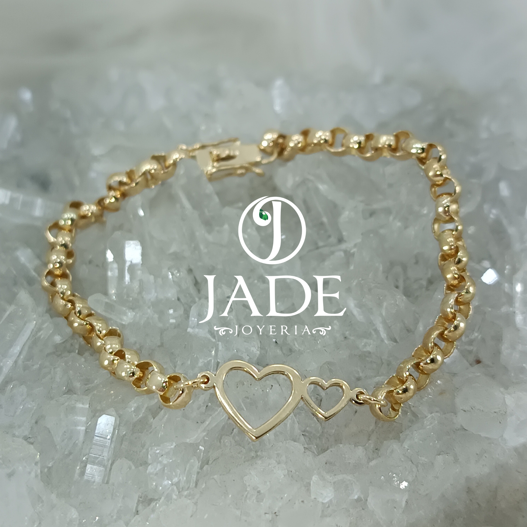 Pulsera Rolón cerrado con dije doble corazón