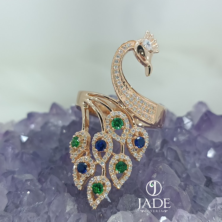 Anillo de pavo real en oro 18k – Jade18k