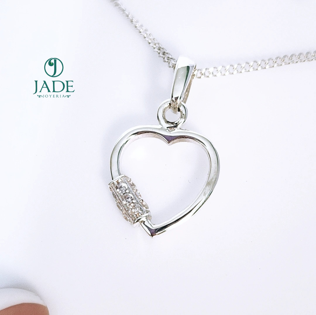 Dije Corazón encadenado en plata ley
