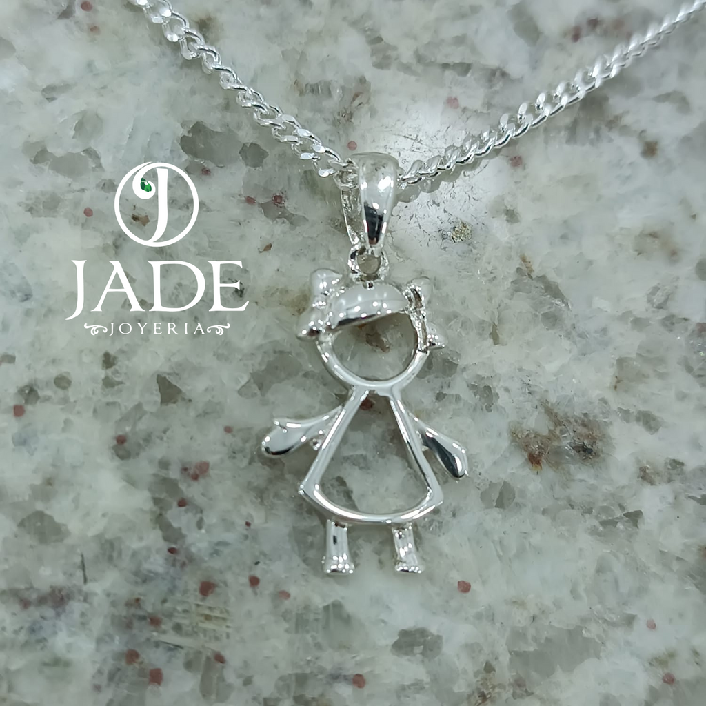 Dije silueta de niña en plata ley