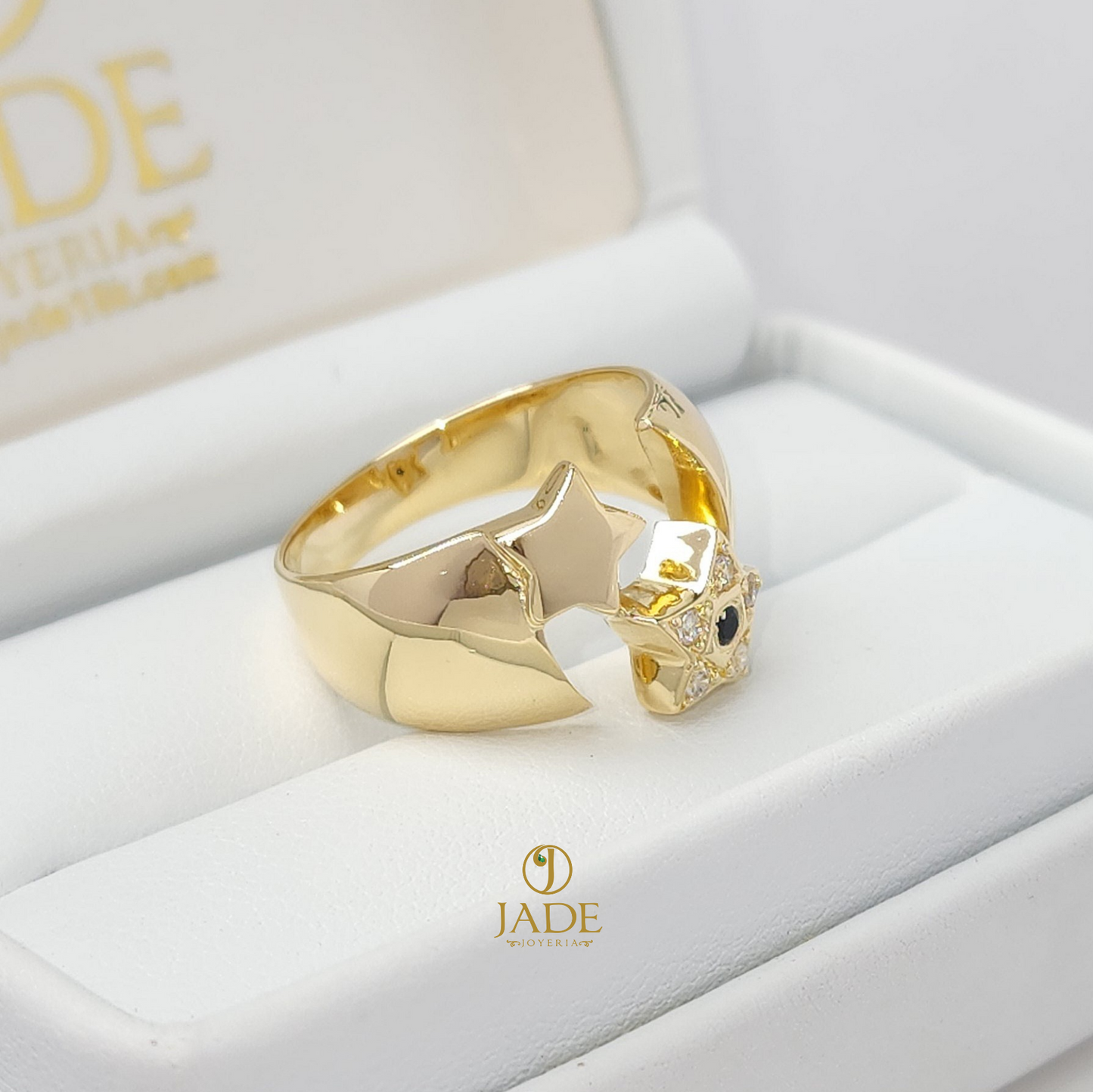 Anillo doble estrella en oro 18k