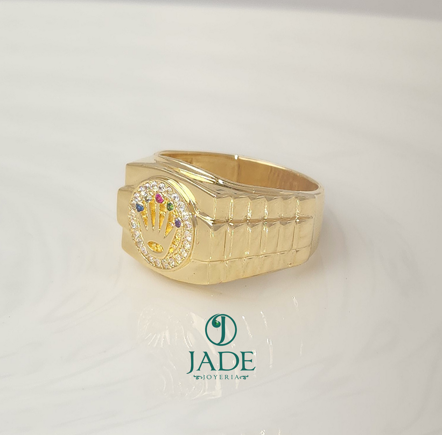 Anillo Chevalier estilo Rolex en oro 18k