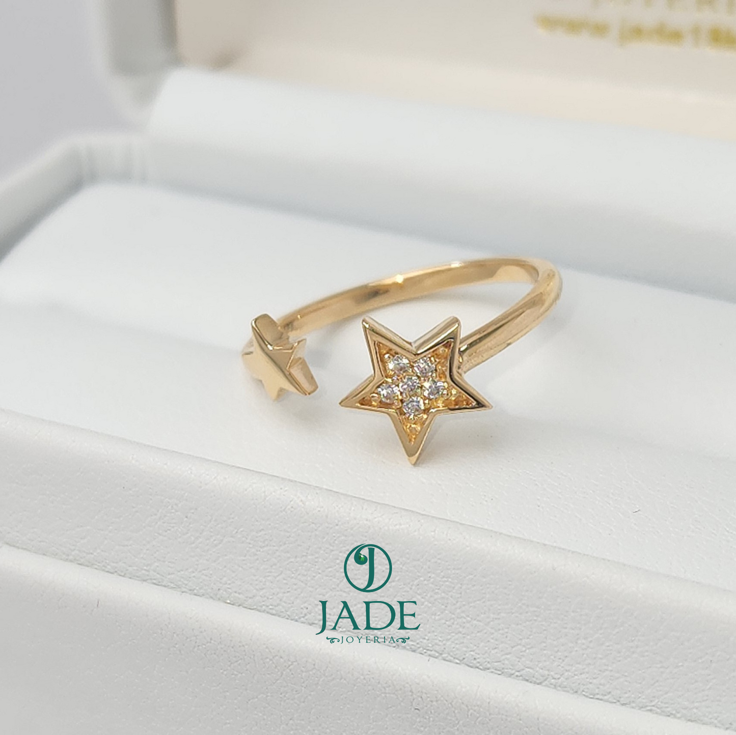 Anillo doble estrella en oro 18k