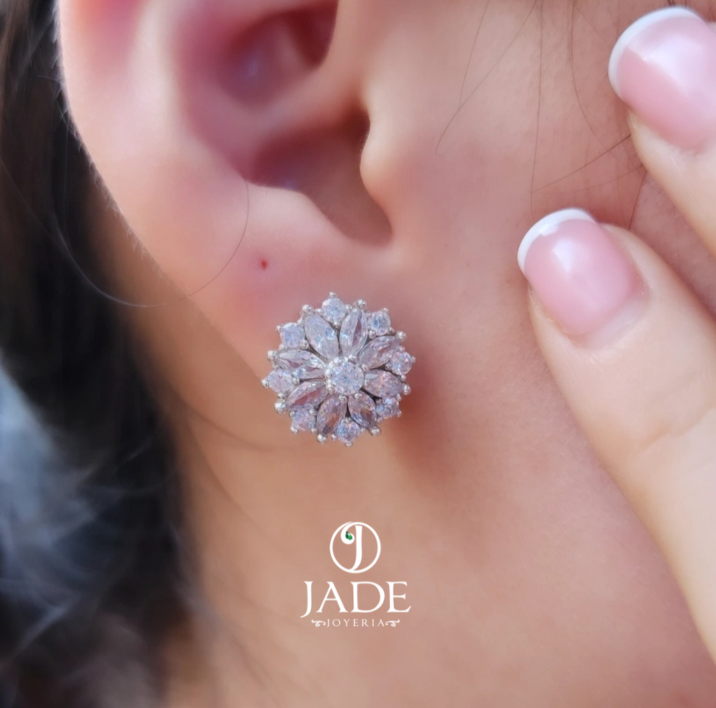 Aretes de Flor Preciosa en plata ley