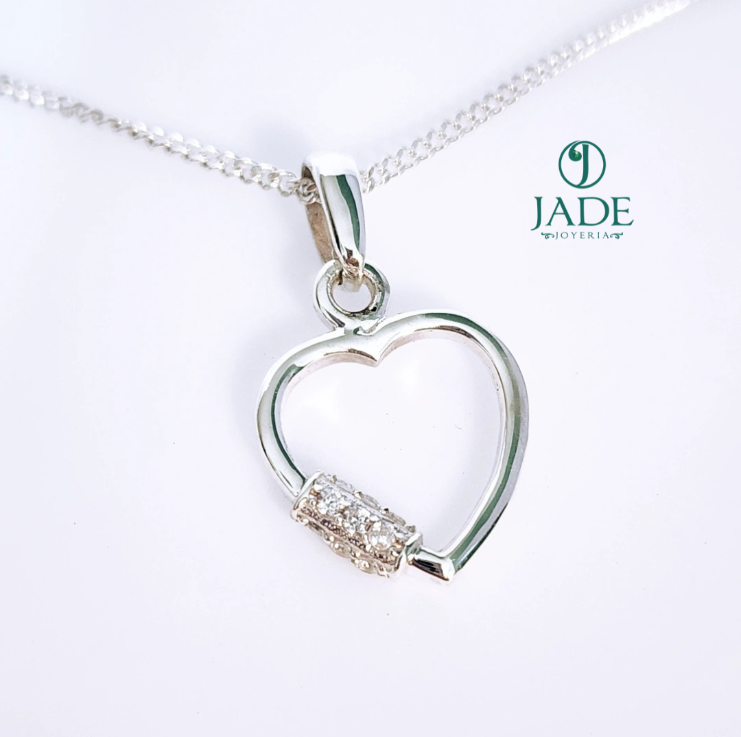 Dije Corazón encadenado en plata ley