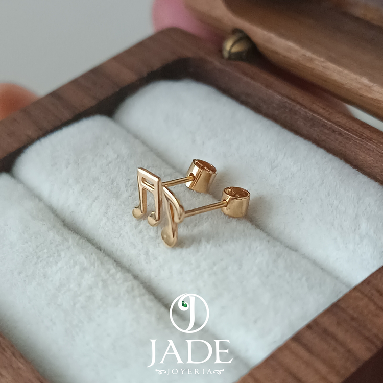 Aretes Nota Musical para Bebé Oro 18k – Jade18k (vista 3)