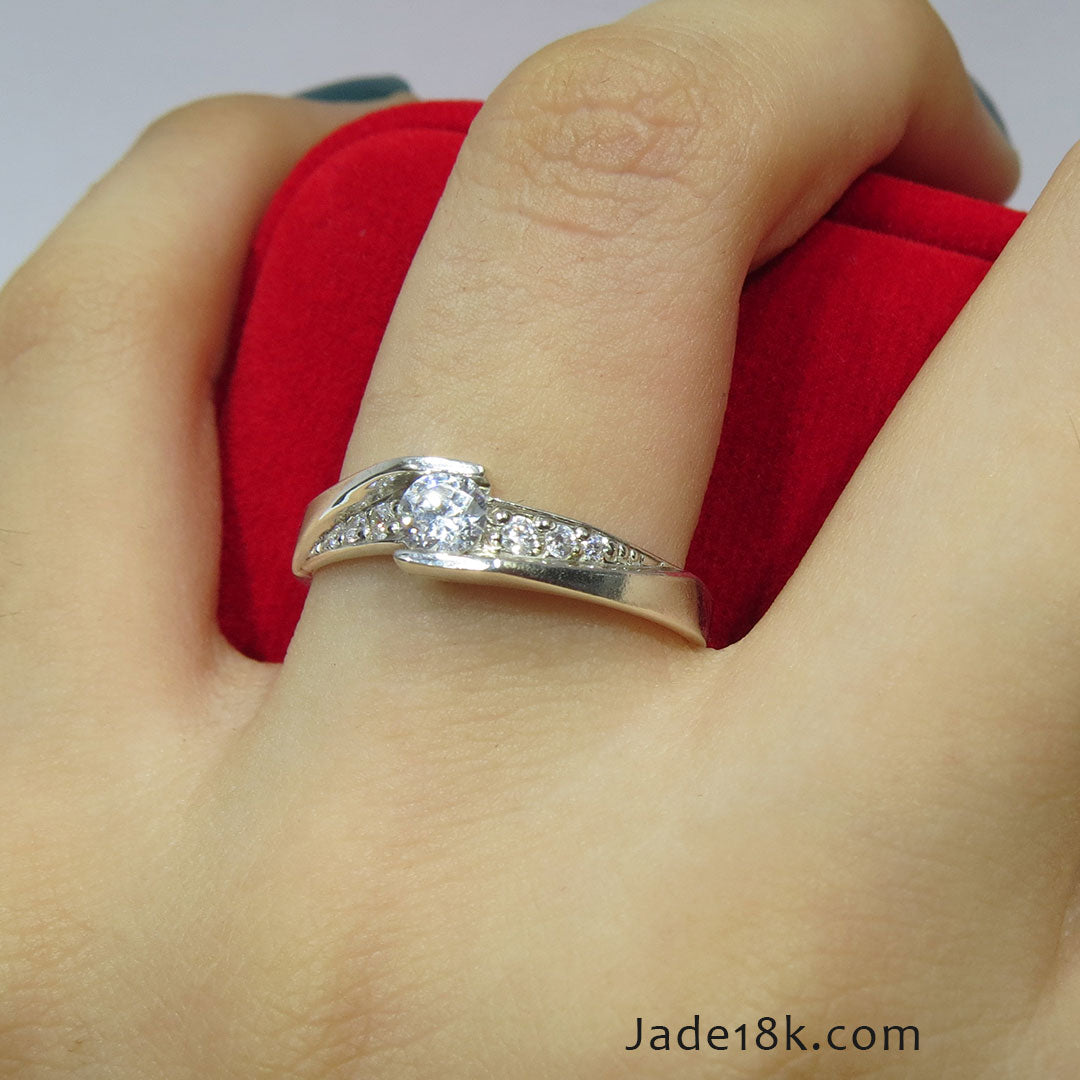 Anillo Karina de Compromiso en Plata Ley