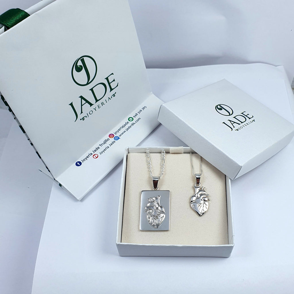 Dijes para Pareja Placa y Corazon ♥ Plata Ley