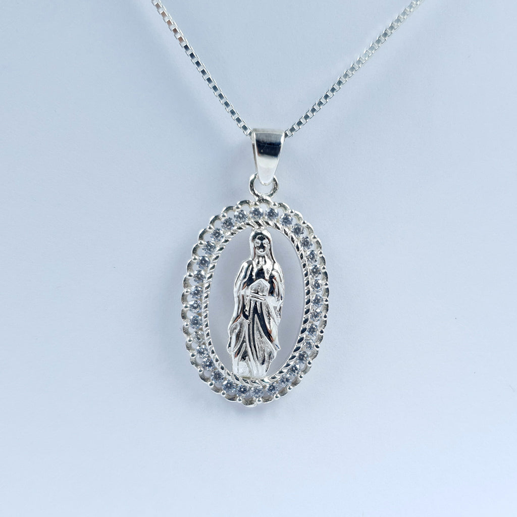 Dije Virgen con Cristales Plata Ley