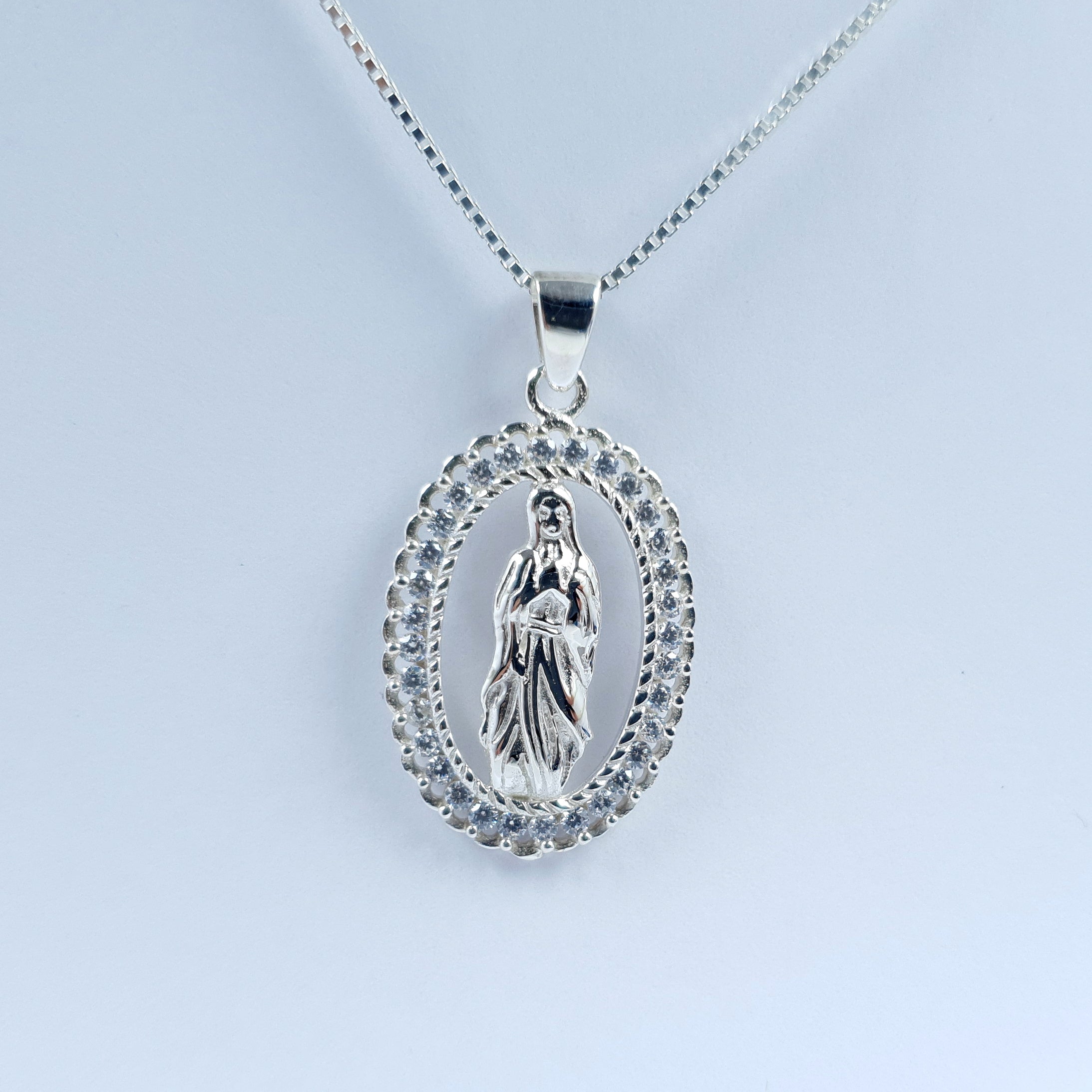 Dije Virgen con Cristales Plata Ley