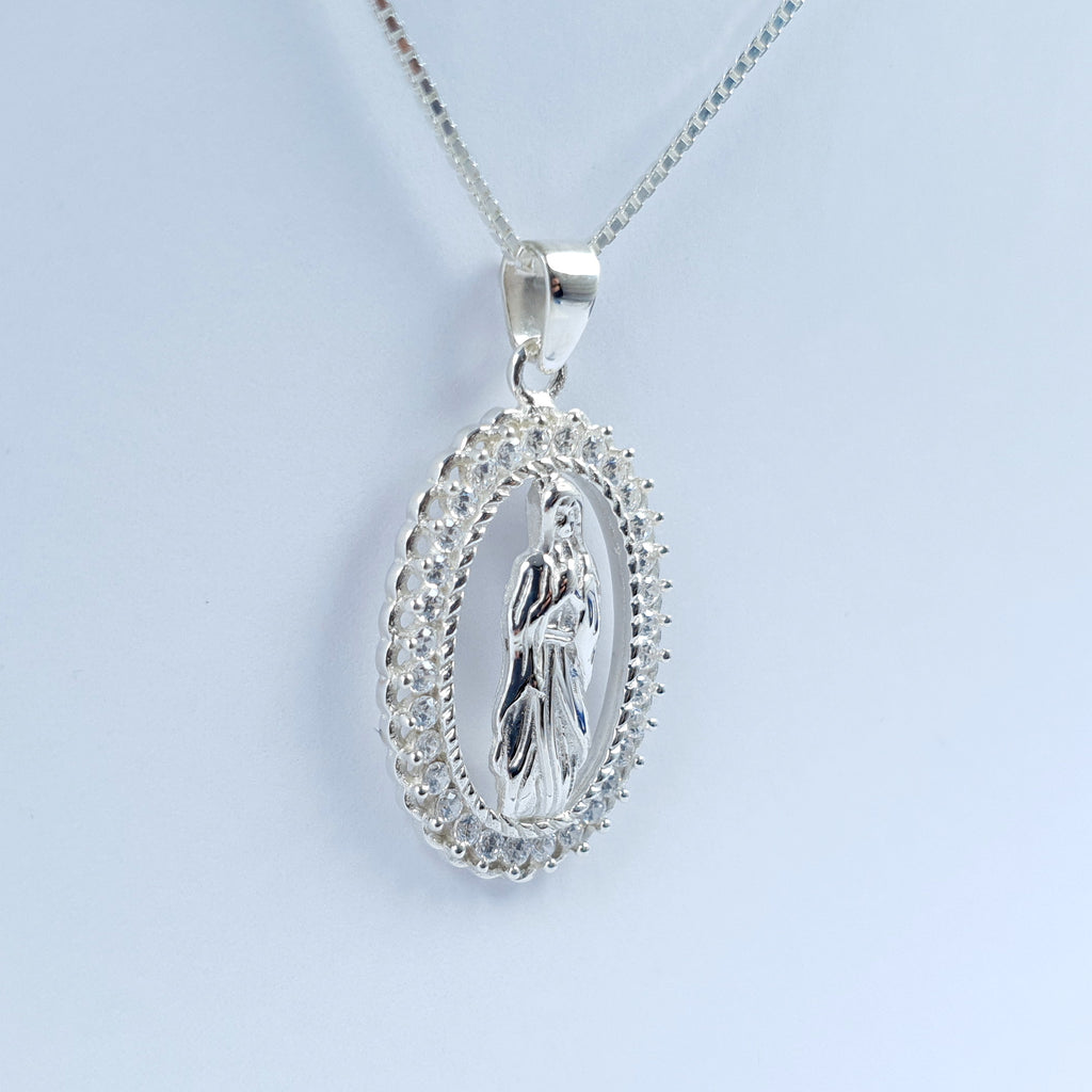 Dije Virgen con Cristales Plata Ley