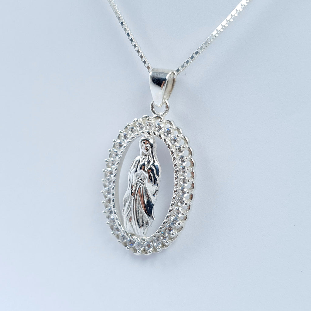 Dije Virgen con Cristales Plata Ley