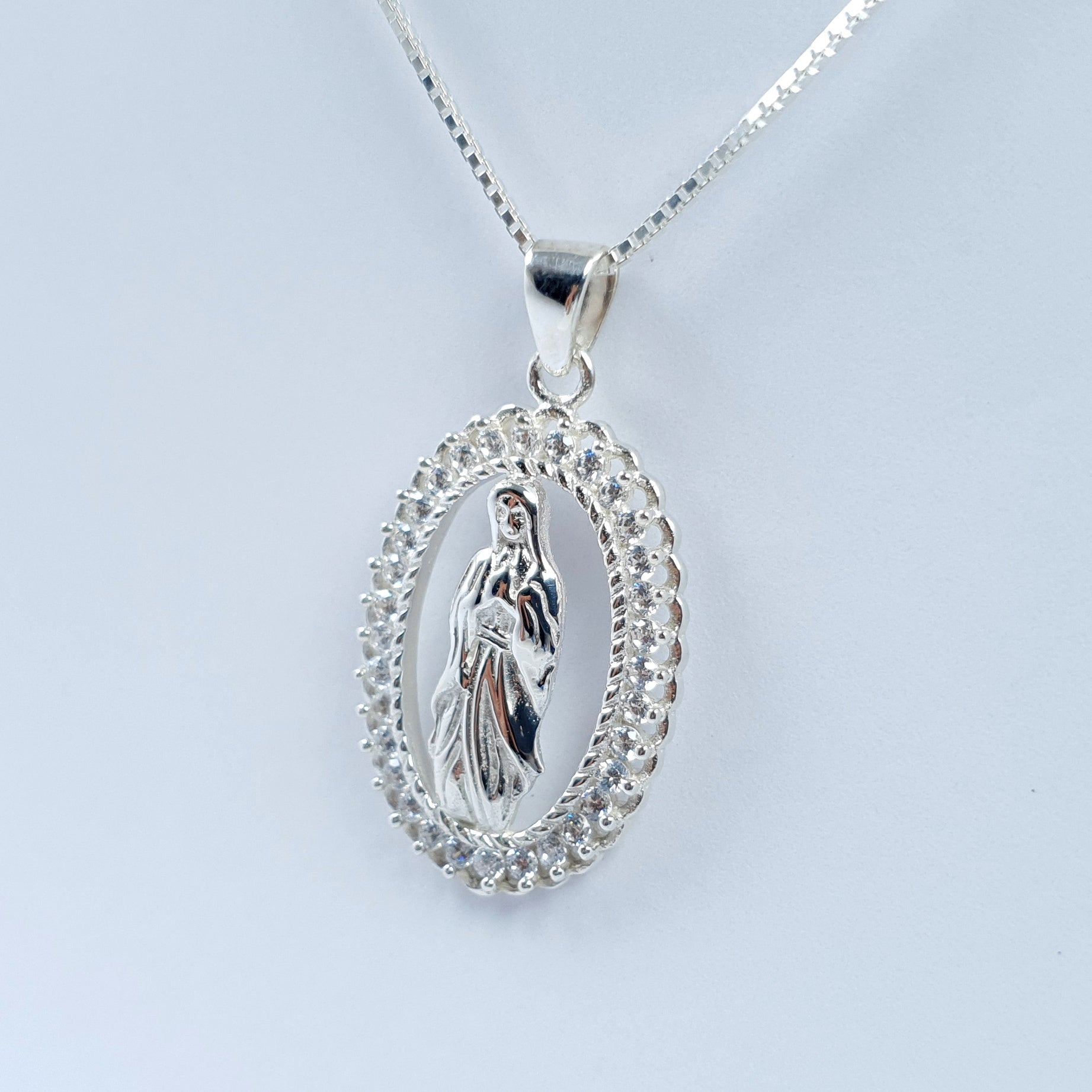Dije Virgen con Cristales Plata Ley