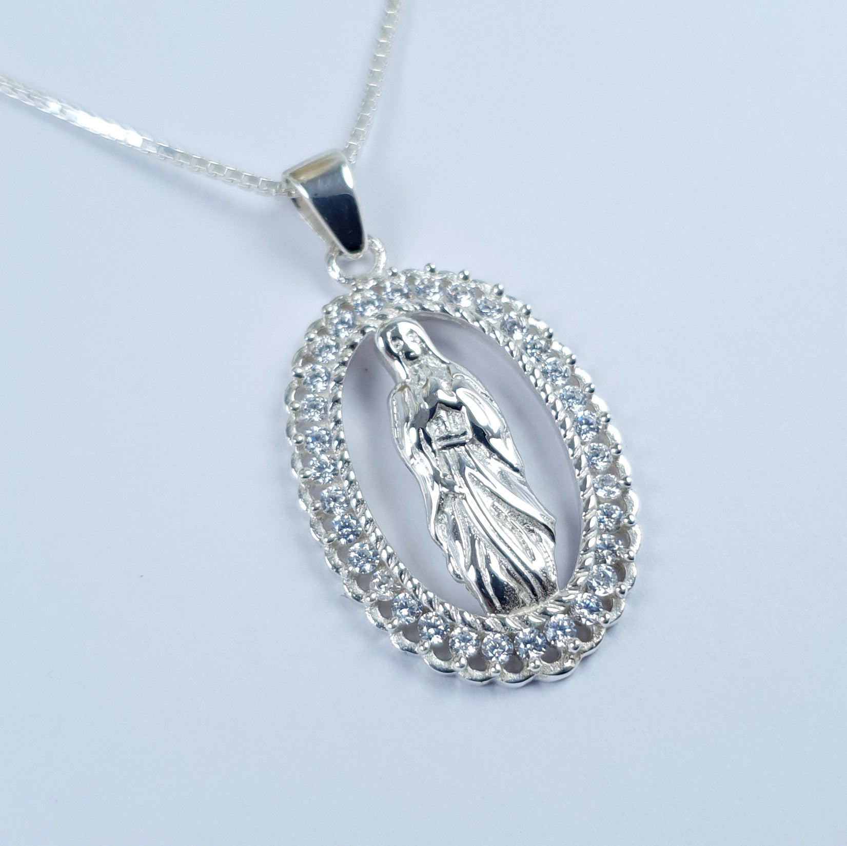 Dije Virgen con Cristales Plata Ley