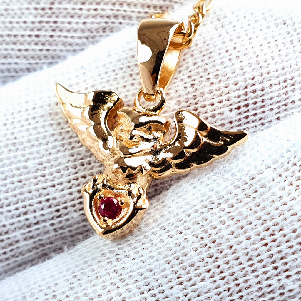 Búho dije en oro 18k con piedra circón