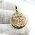 Dije de dolar con piedras en Oro 18k