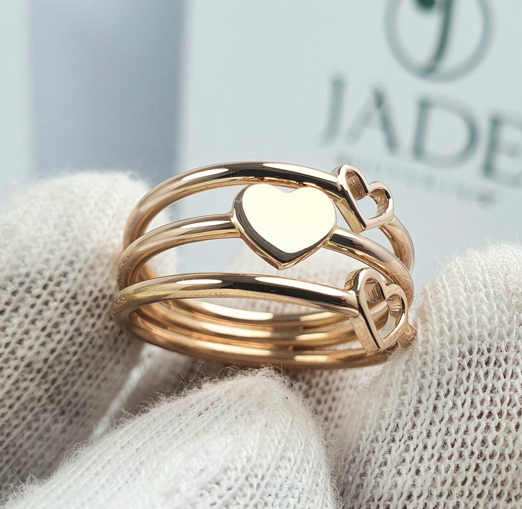 Anillo de Corazón Triple