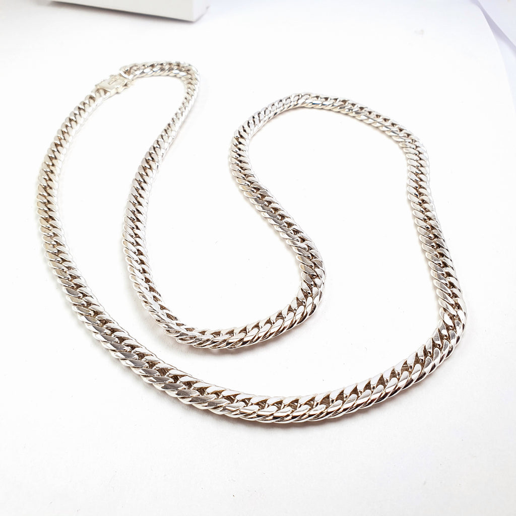 Cadena de varon estilo lomo doble malla en plata