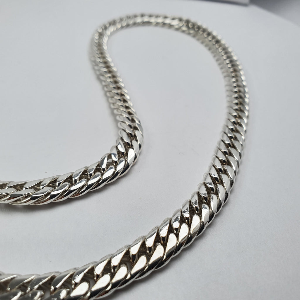 Cadena de varon estilo lomo doble malla en plata