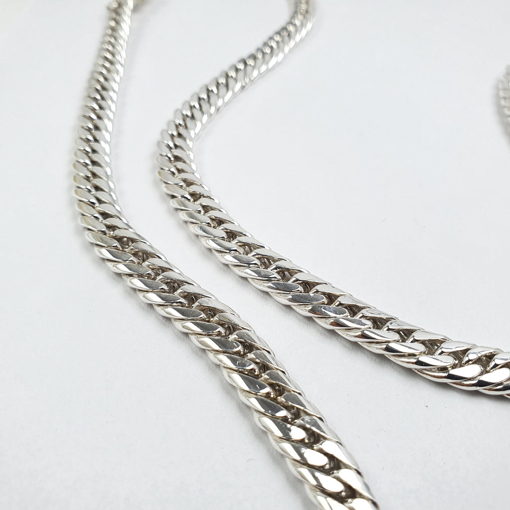 Cadena de varon estilo lomo doble malla en plata