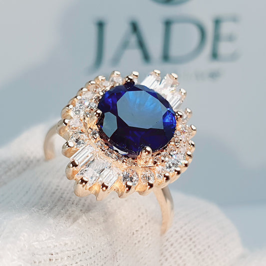 Anillo de Compromiso "Azul Noche" en oro 18k – Jade18k (vista 2)