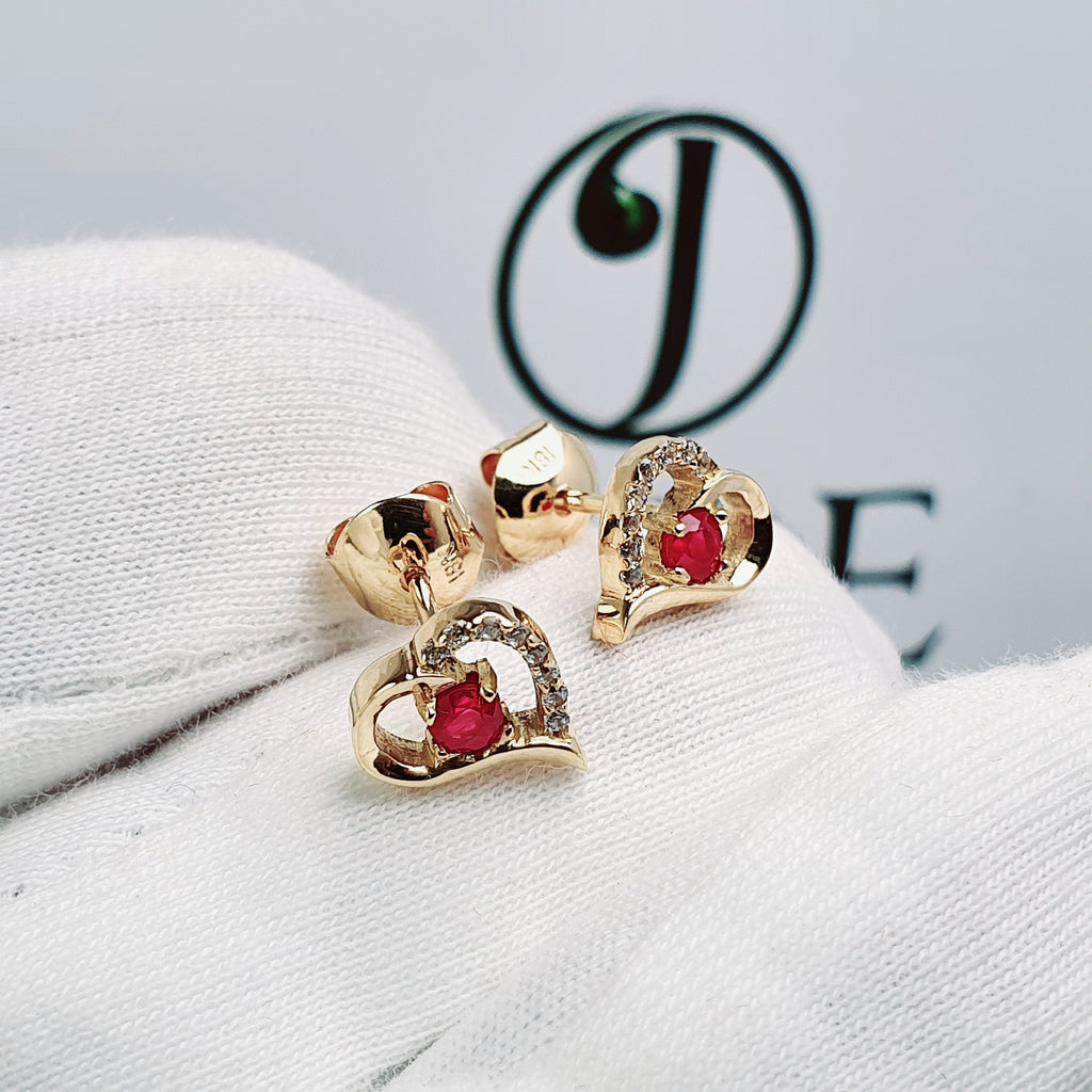 Aretes de corazón con piedra