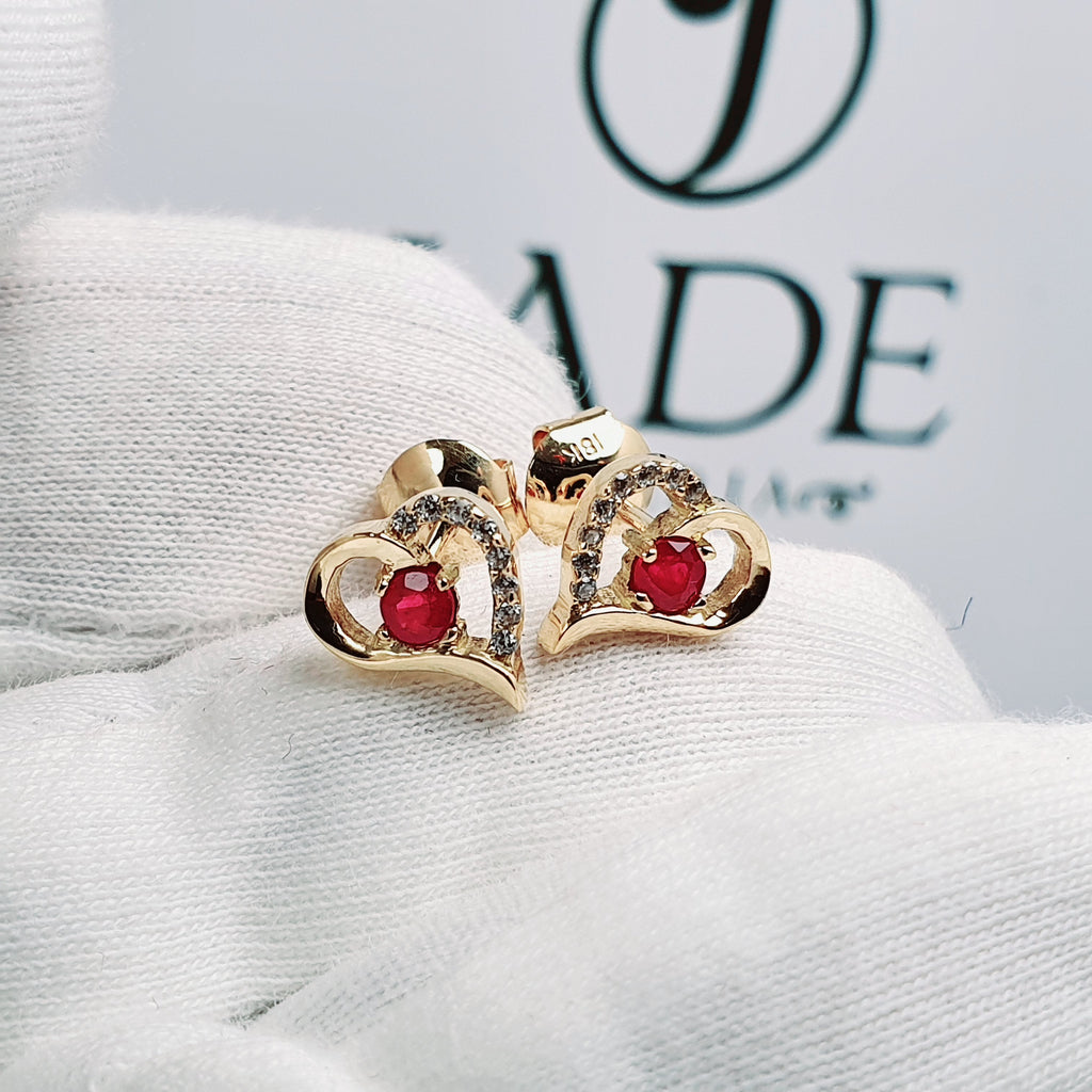 Aretes de corazón con piedra
