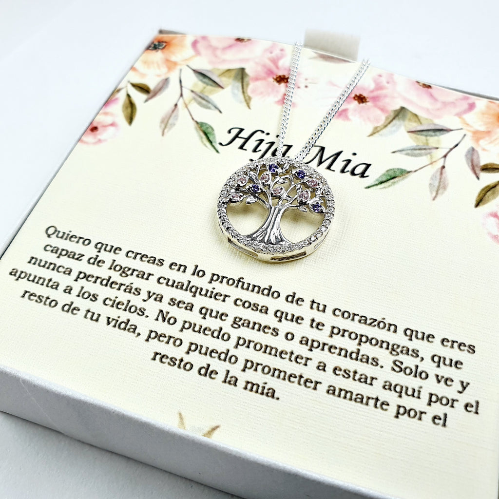 Collar arbol de la vida Hija mia en plata