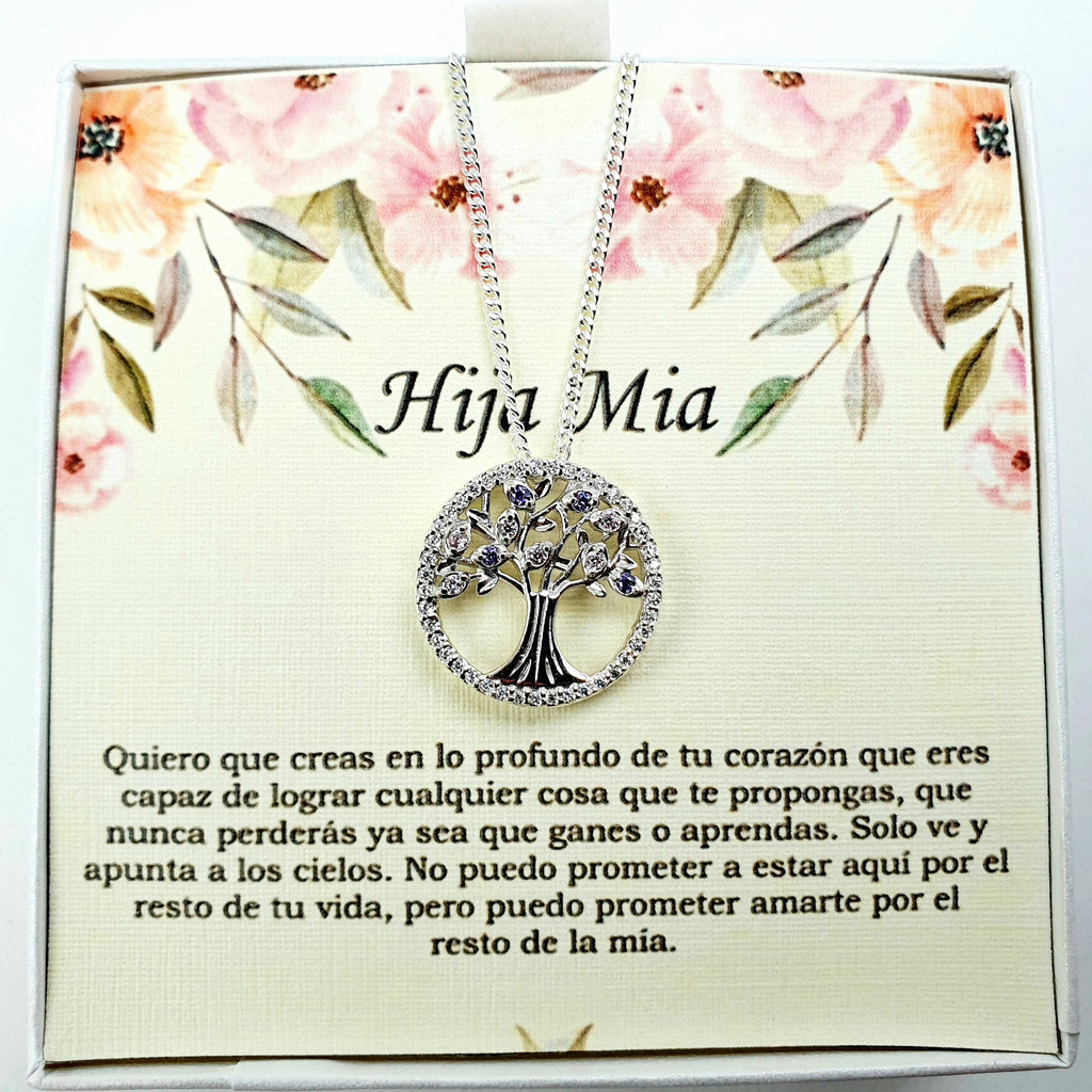 Collar arbol de la vida Hija mia en plata