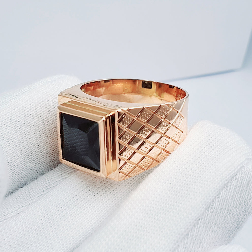 Anillo Chevalier con Piedra Cuadrada para Varón en Oro 18k