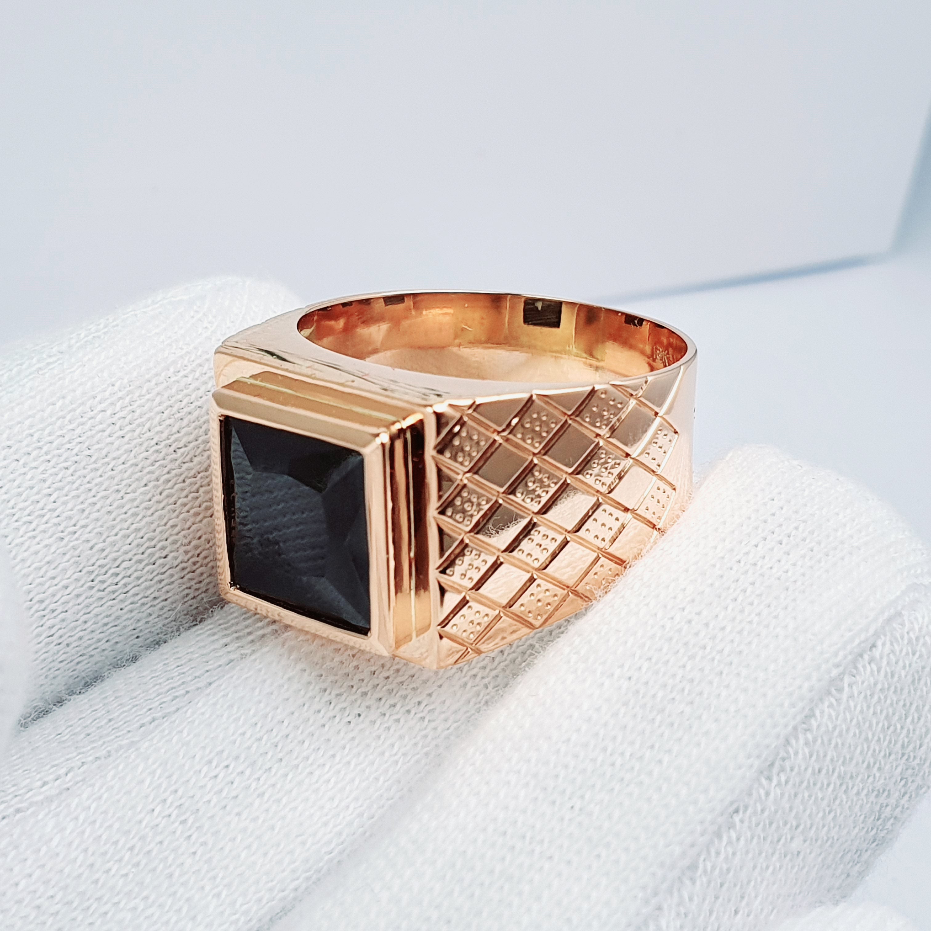 Anillo Chevalier con Piedra Cuadrada para Varón en Oro 18k