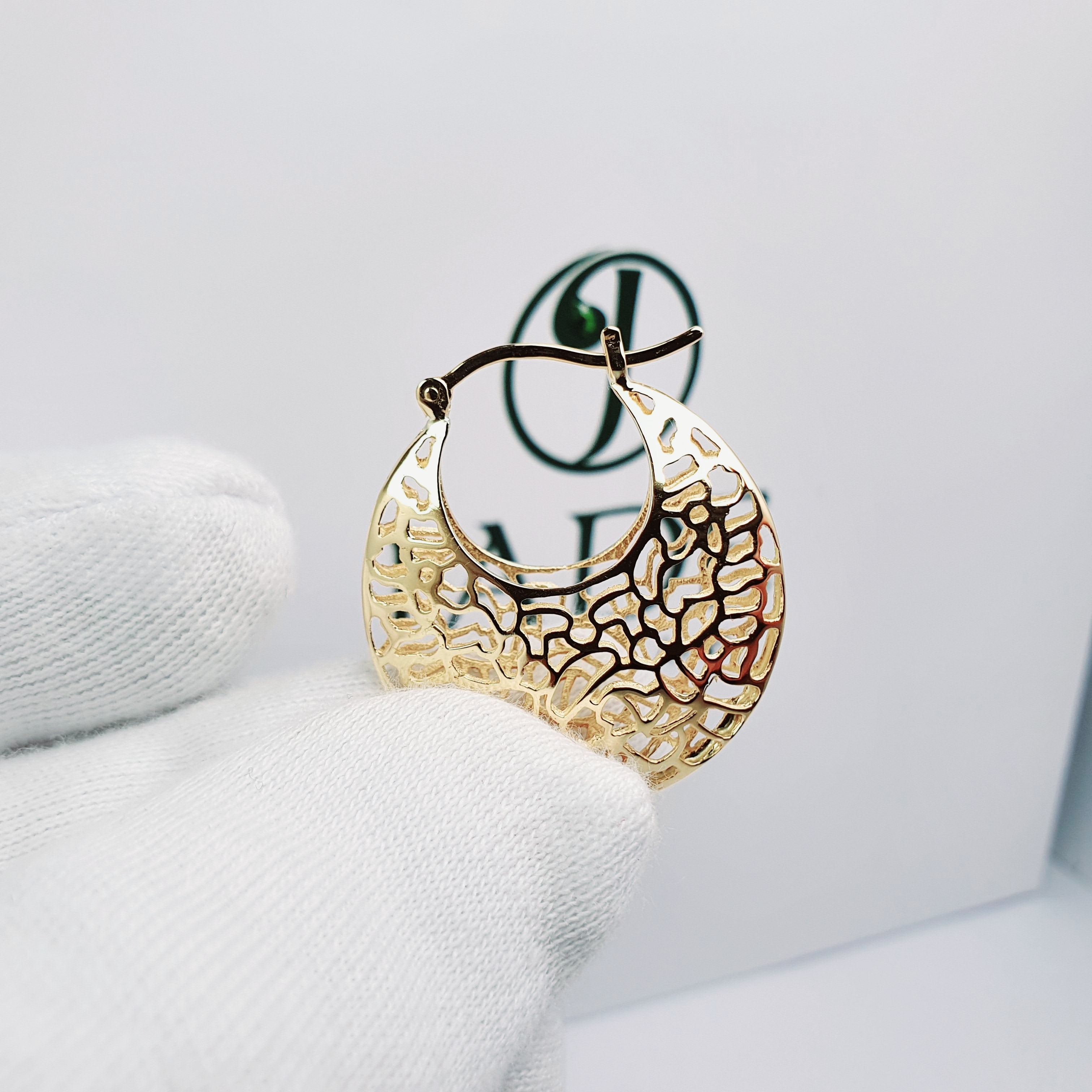 Argollas en Oro Caladas Tipo Globo