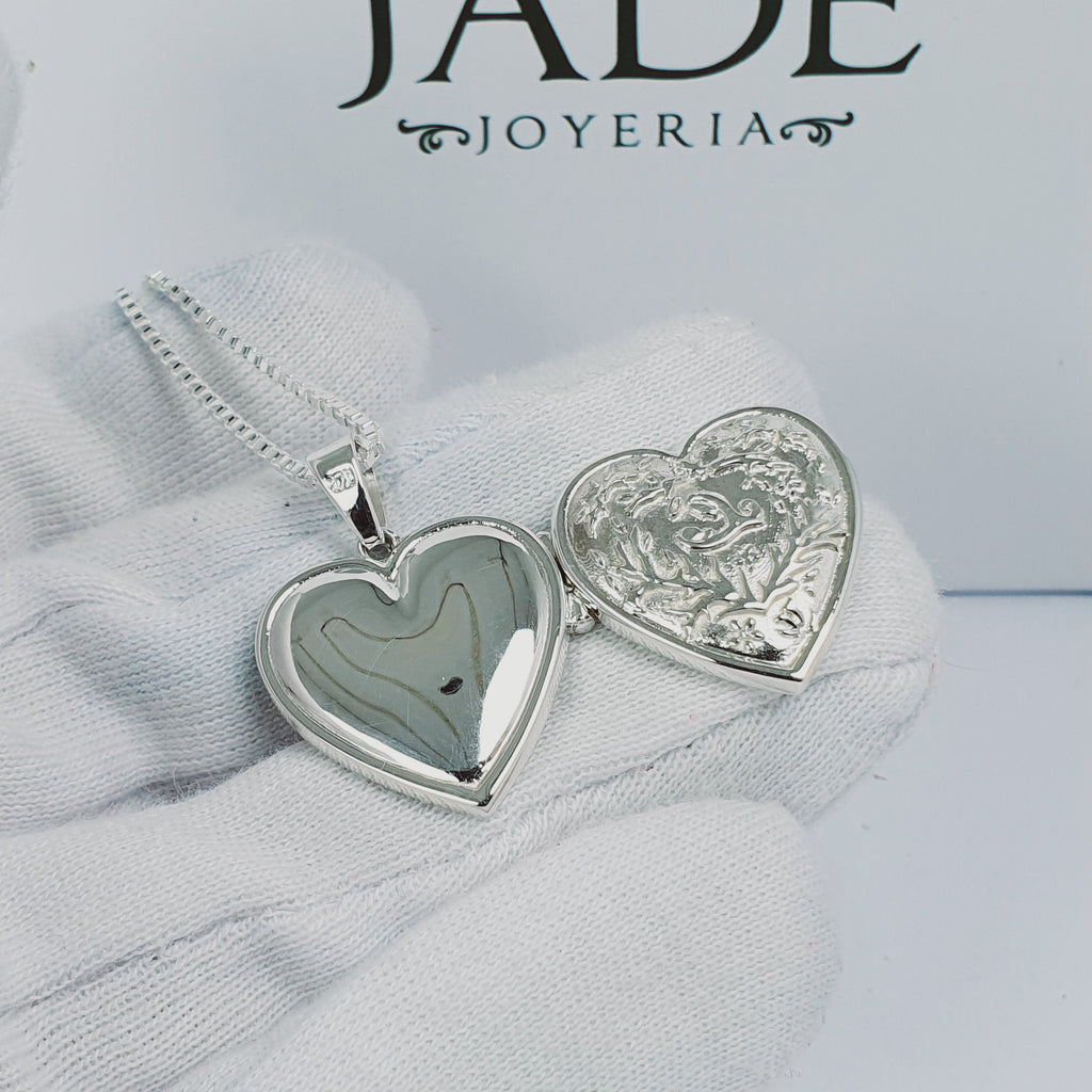 Relicario portafoto de corazon en plata ley 970