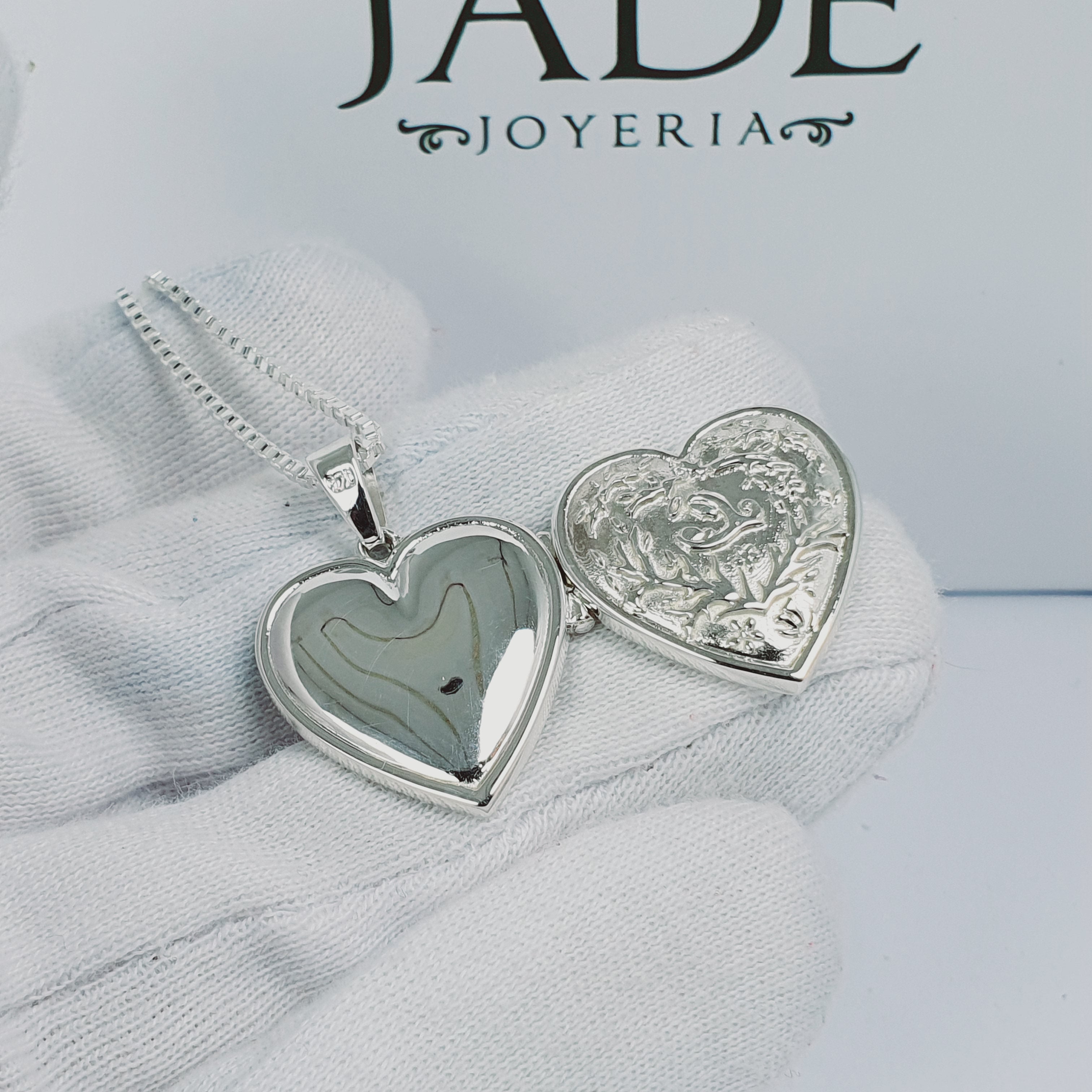 Relicario portafoto de corazon en plata ley 970