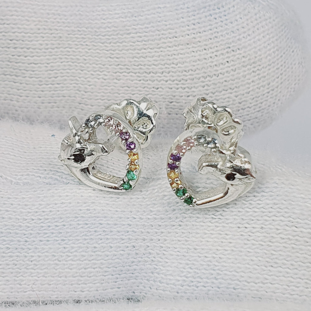 Aretes de unicornio en plata con piedras