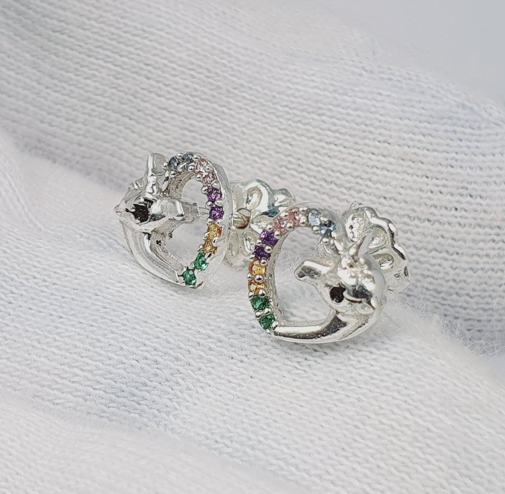 Aretes de unicornio en plata con piedras