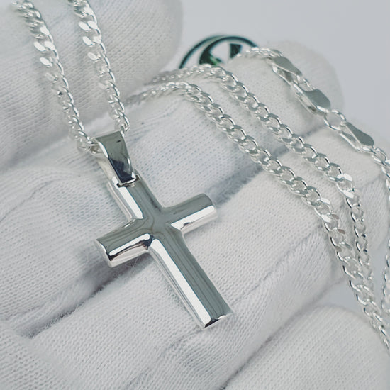 Dije de cruz en plata – Jade18k (vista 4)